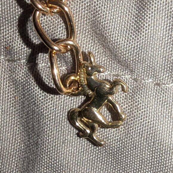 $1 with Bundle ~ Chain Charm Bracelet with Green Rhinestone Eyed Cat Head 4461 - Picture 5 of 6